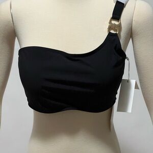 Tory Burch Black One-Shoulder Bikini Top